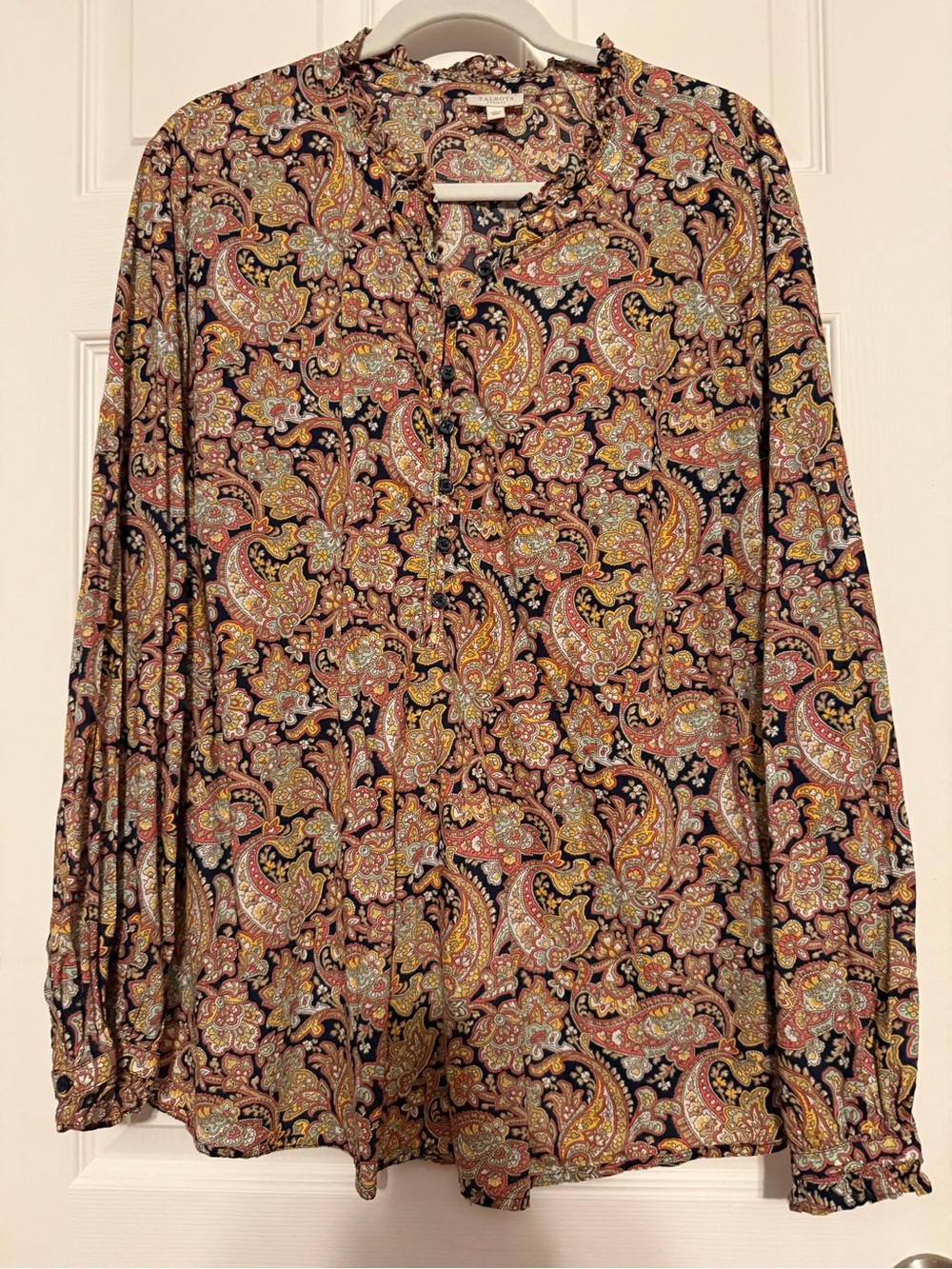 Paisley Ruffle Women's Blouse - Black/Multi